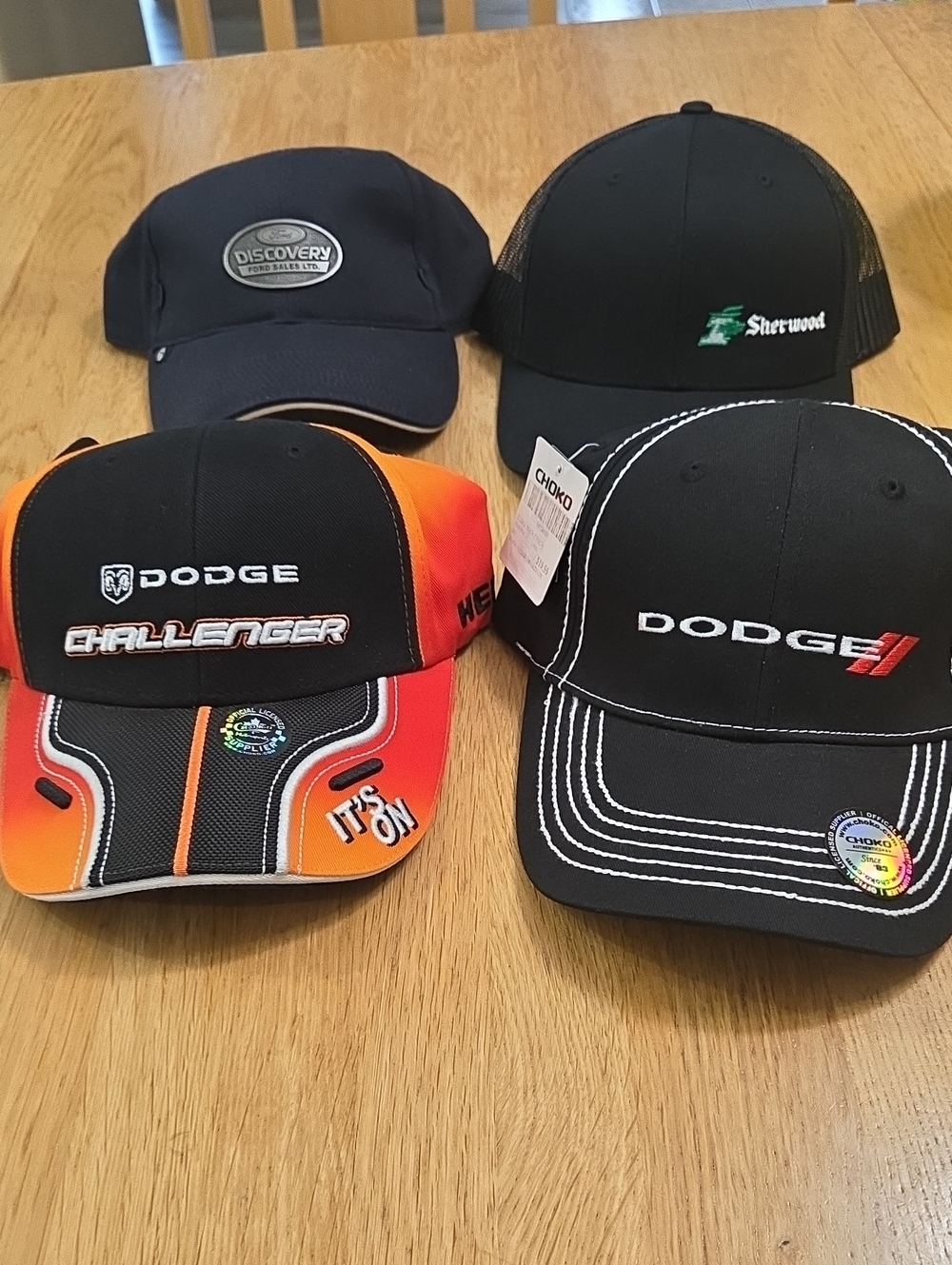 Dodge, Ford, Chevy Branded Caps - New with Tags - HEMI - Challenger - Lot of 4